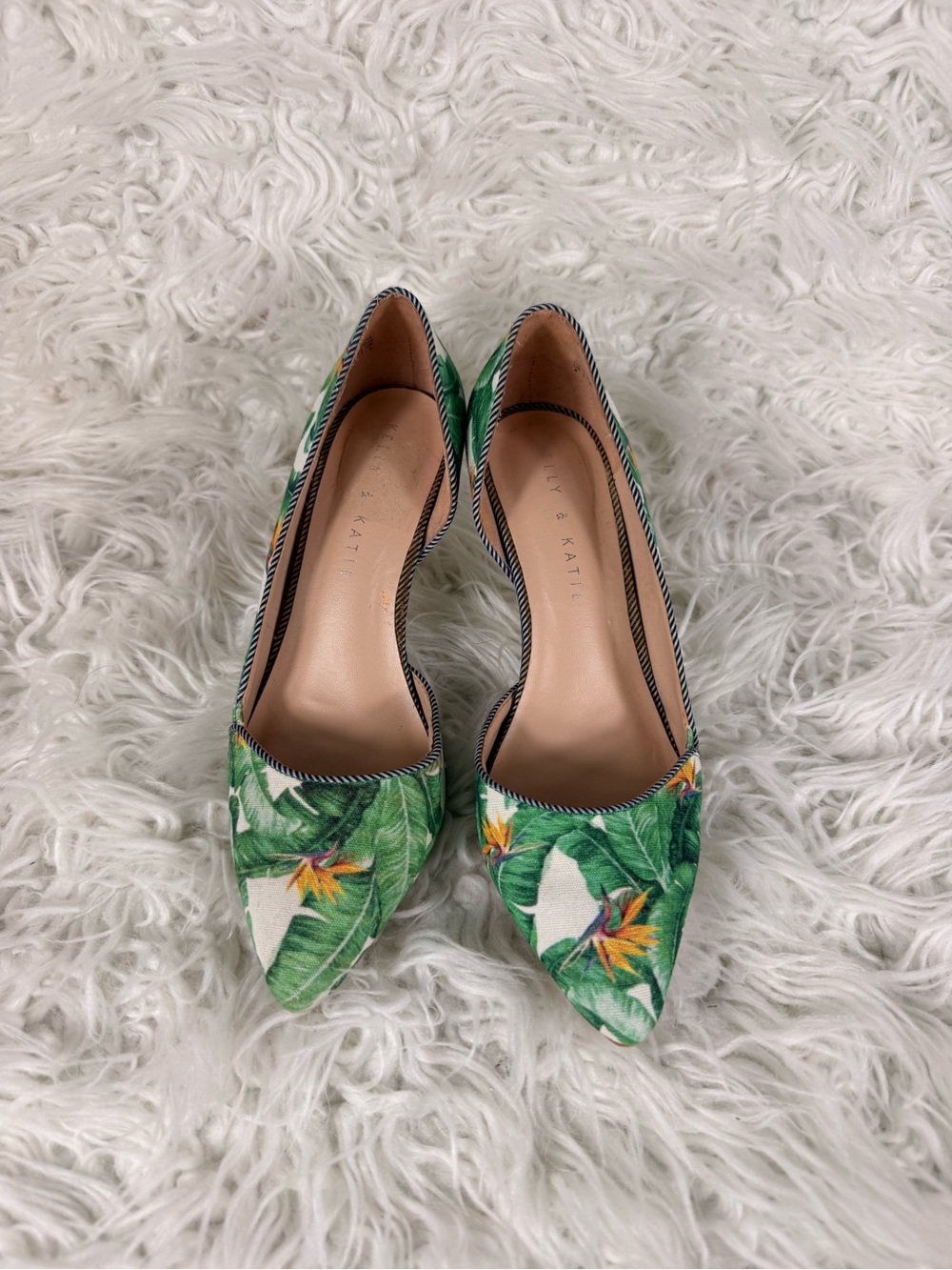 Green Tropical Pointed-Toe Heels